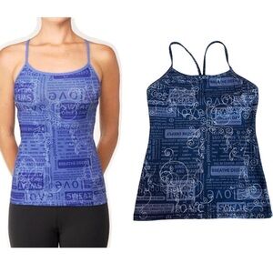 Lululemon blue manifesto swirl printed power Y tank top 6 rare limited edition